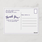 フローラネイビーブルーグレー結婚バードフォト感謝していズ ポストカード (裏面)