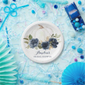 フローラネイビーブルーパンプキンブライダルシャワー秋 ペーパープレート (パーティー)