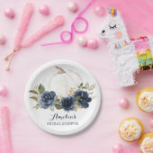 フローラネイビーブルーパンプキンブライダルシャワー秋 ペーパープレート (パーティー)