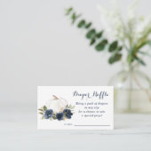 フローラネイビーブルーパンプキンベビーシャワーおむつラッフル エンクロージャーカード (スタンド正面)