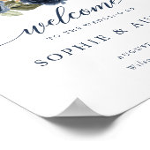 フローラネイビーブルーパンプキン秋の結婚式ウェルカムサイン ポスター (角)