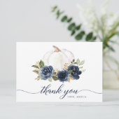 フローラネイビーブルーパンプキン秋サンキューカード サンキューカード (スタンド正面)