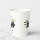 フローラネイビーブルーパンプキン秋ベビーシャワー 紙コップ (右)