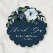 フローラネイビーブルーブライダルシャワー感謝していユー フェイバータグ (正面)