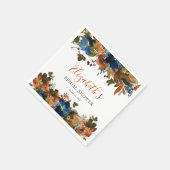 フローラネイビーブルーラストブラウンブライダルシャワーへようこそ スタンダードカクテルナプキン (角)