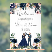 フローラネイビーブルー婚約標識 アクリルサイン (ニュートラル)