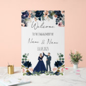 フローラネイビーブルー婚約標識 アクリルサイン (ウェディング)