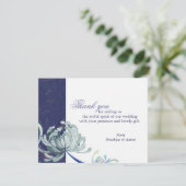 フローラネイビーブルー結婚ズフラットサンキューカード サンキューカード (スタンド正面)