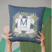 フローラネイビーブルー誕生統計生まれたばかりのベビー クッション