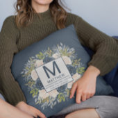 フローラネイビーブルー誕生統計生まれたばかりのベビー クッション