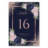 フローラネイビーブルー赤面バラ金ゴールドフレーム結婚ズ テーブルナンバー (裏面)