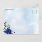 フローラネイビーブルー金ゴールドガウン誕生日キンセアニェラ インビテーションポストカード (裏面)