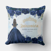 フローラネイビーブルー金ゴールドプリンセスティアラキンセアニェラ クッション (正面)