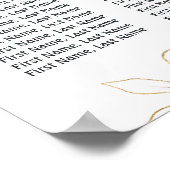 フローラネイビーブルー&金ゴールド結婚の8テーブル席 ポスター (角)