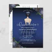 フローラネイビープリンセス金ゴールド誕生日キンセアニラ ポストカード (正面/裏面)