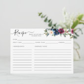 フローラネイビーモダンブルーブルゴーニュレッドレシピカード (スタンド正面)