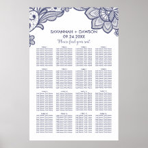 フローラネイビー結婚ブルーレース座席表