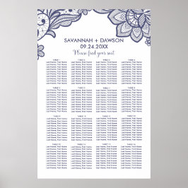 フローラネイビー結婚ブルーレース座席表 ポスター