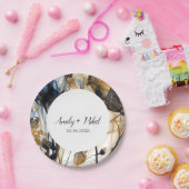 フローラネイビー結婚ブルー紙プレート ペーパープレート (パーティー)