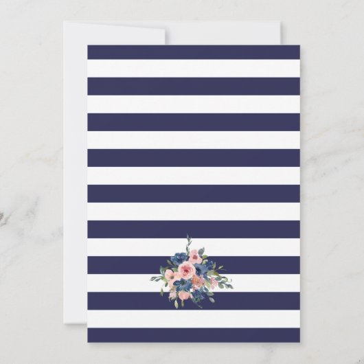 フローラネイビー赤面バラ金ゴールドバルーン7誕生日 招待状 (裏面)