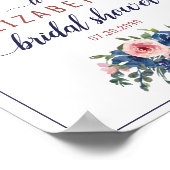 フローラネイビー赤面バラ金ゴールドブライダルシャワー歓迎 ポスター (角)