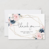 フローラネイビー赤面幾何学ブライダル感謝していユー カード (正面)