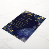 フローラネイビー金ゴールドバタフライドレスキンセアニェラ 箔招待状 (回転した状態)