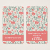 フローラネックレスイヤリングピンクジュエリーディスプレイカード (正面&裏面)