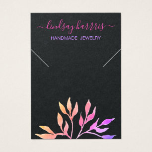 フローラネックレスブラックジュエリーディスプレイカード。