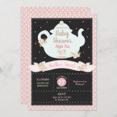 フローラハイティーパーティーベビーシャワー招待状ガール 招待状 (正面/裏面)