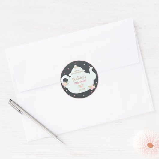 フローラハイティーベイビーシャワーありがとうステッカー ラウンドシール (封筒)