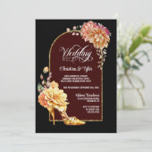 フローラハイヒールシューブラックアーチウェディングレセプション 招待状 (スタンド正面)