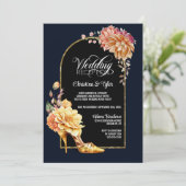 フローラハイヒールシューブルーアーチウェディングレセプション 招待状 (スタンド正面)