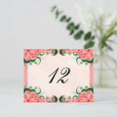 フローラハイビスカスピンク披露宴テーブル番号カード ポストカード (スタンド正面)