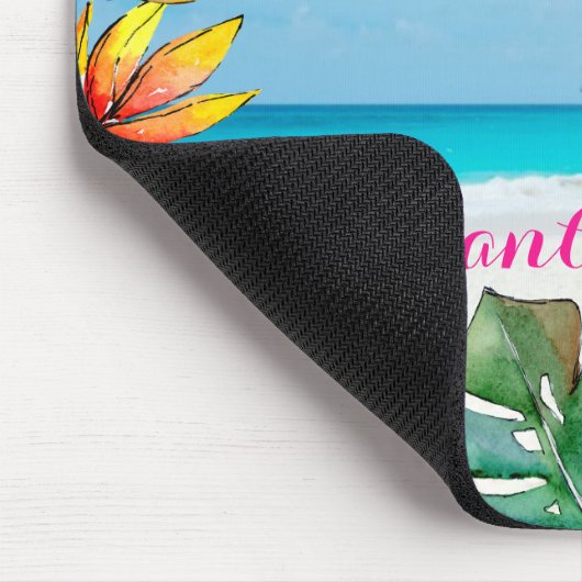 フローラハイビスカス熱帯ビーチ パーソナライズされた マウスパッド (コーナー)