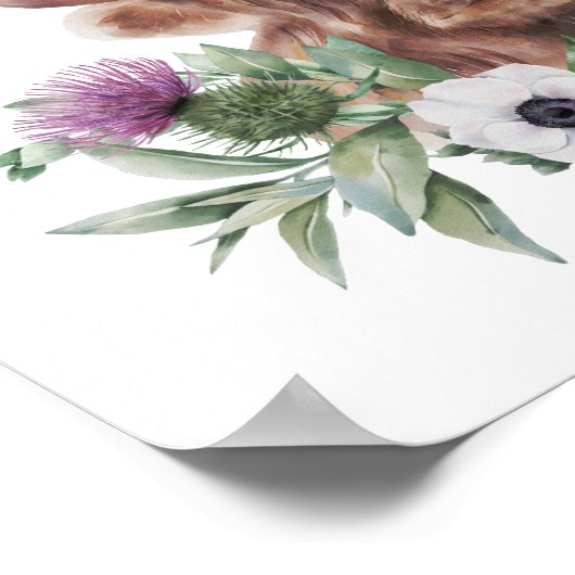 フローラハイランドカウウォーターの色の切り離しプリント ポスター (角)