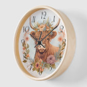 フローラハイランドカウウォーター色 壁時計 (傾斜)
