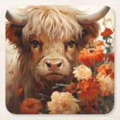 フローラハイランドカウシリーズデザイン1 スクエアペーパーコースター (正面)