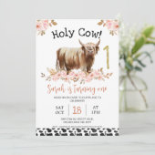 フローラハイランドホーリーカウカウカプリントファースト誕生日 招待状 (スタンド正面)