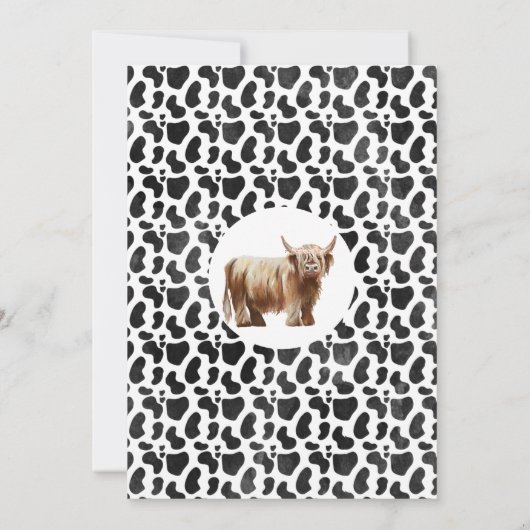 フローラハイランドホーリーカウカウカプリントファースト誕生日 招待状 (裏面)