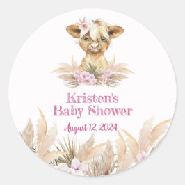 フローラハイランド牛の赤ちゃんシャワー ラウンドシール