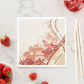 フローラハウスイラストレーション旋回と自然パターン スタンダードランチョンナプキン (インサイチュ)