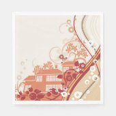 フローラハウスイラストレーション旋回と自然パターン スタンダードランチョンナプキン (正面)