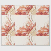 フローラハウスイラストレーション旋回と自然パターン ラッピングペーパー (フラット)