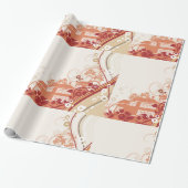 フローラハウスイラストレーション旋回と自然パターン ラッピングペーパー (アンロールド)