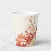 フローラハウスイラストレーション旋回と自然パターン 紙コップ (正面)