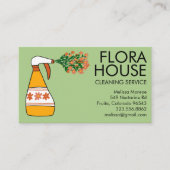 フローラハウスクリーニングサービススプレーボトルレトロ 名刺 (正面)