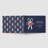 フローラハサミ – ネイビーブルーヘアサロン ゲストブック (全面)