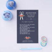 フローラハサミ – ネイビーブルーヘアサロン チラシ (シングル)