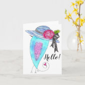 フローラハットハローグリーティングカードの中の鳥 カード (黄色い花)